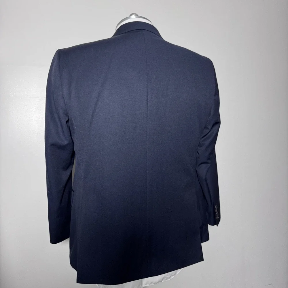 Stafford Travel Suit Mens 48PTREG 42x31 Navy Blue Solid‎ Portly Fit Wool Blend
